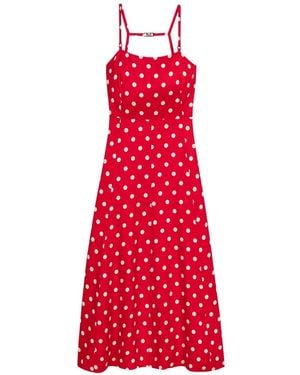 Maje Polka-Dot Midi Dress - Red
