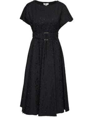 Nissa Embellished Brocade Midi Dress - Black