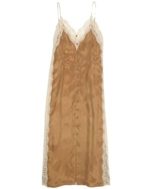 Bimba Y Lola Lace-Detail Midi Dress - Natural