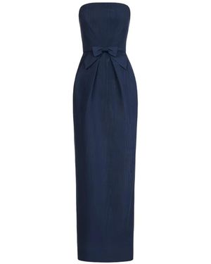 Oscar de la Renta Bow-Detailed Column Gown - Blue