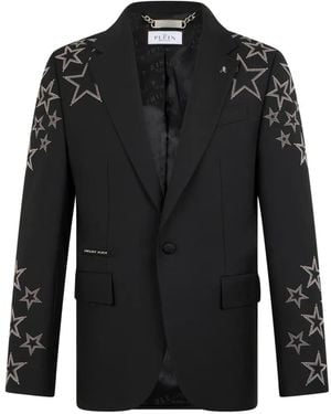 Philipp Plein Studs Star-Detail Blazer - Black