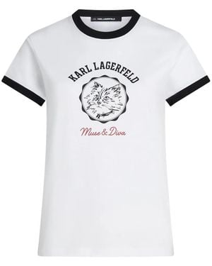 KARL LAGERFELD Ikon Choupette Muse T-Shirt - White