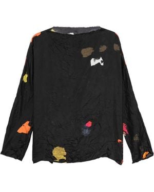 Daniela Gregis Abstract-Print Crinkled Blouse - Black