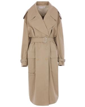 Niccolò Pasqualetti Chain-Detail Belted Trench Coat - Natural