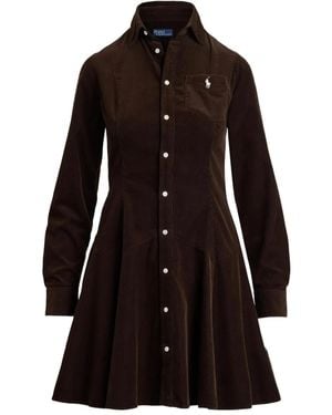 Polo Ralph Lauren Button-Up Corduroy Mini Dress - Black