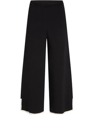 KARL LAGERFELD Contrast-Piping Palazzo-Pants - Black