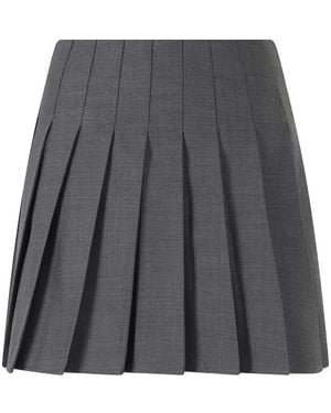 Self-Portrait Short Pleated Flared Skirt - Grey