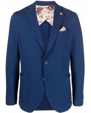 Manuel Ritz Notched-Lapel Single-Breasted Blazer - Blue