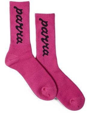 by Parra Socquettes Lowercase Script À Logo En Jacquard - Pink
