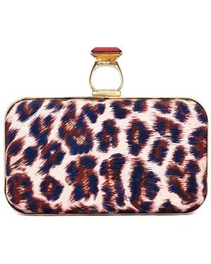 Sachin & Babi Leopard Embellished Clutch Bag - White