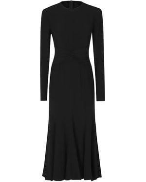 Alberta Ferretti Ruched-Waist Long-Sleeve Maxi Dress - Black