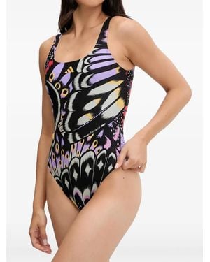 adidas X Farm Graphic Butterfly-Print Swimsuit - Black