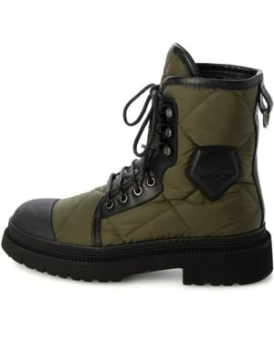 Ferragamo Quilted Lace-Up Boots - Black