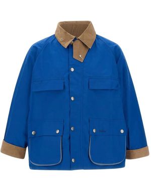Chiara D'Este X Paul Smith Flap Pocket Ribbed Cotton Jacket - Blue