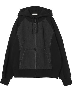 Undercover Kapuzenjacke Mit Jeanseinsätzen - Schwarz