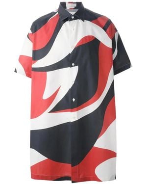 McQueen Abstract-Print Short-Sleeve Shirt - Red