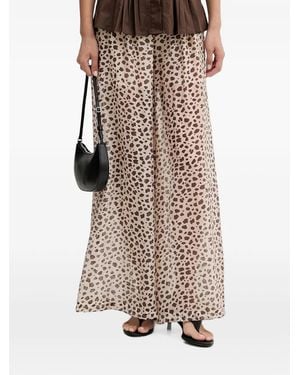 ViCOLO Leopard-Print Wide-Leg Trousers - Brown