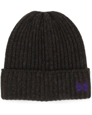 Needles Ribbed-Knit Beanie Hat - Black