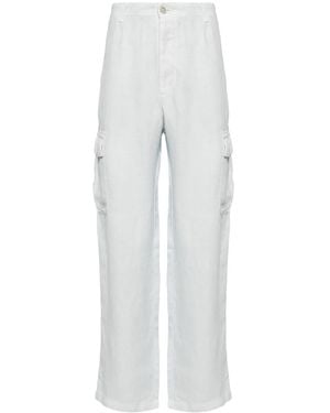 120% Lino Linen Cargo Trousers - White