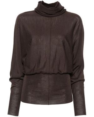 Soeur Wool Roll-Neck Knit - Brown