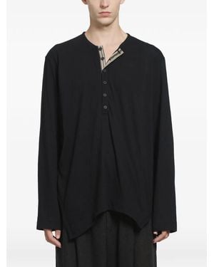 Ziggy Chen Asymmetric Henley Top - Black