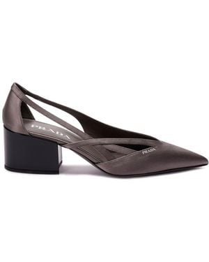 Prada 55mm Satin Cut-out Court Shoes - Brown