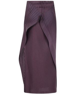 Issey Miyake Pleated Layered-Effect Maxi Skirt - Purple