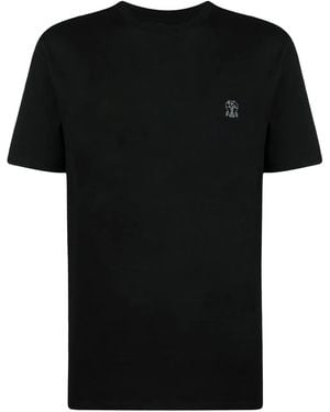 Brunello Cucinelli Cotton Jersey Crew Neck T-Shirt With Logo - Black