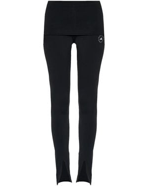 adidas By Stella McCartney Logo-Print High-Waisted Leggings - Black