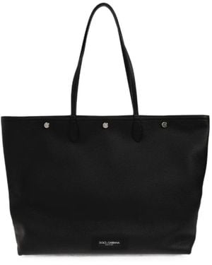 Dolce & Gabbana Essenza Grained Leather Shoulder Bag - Black