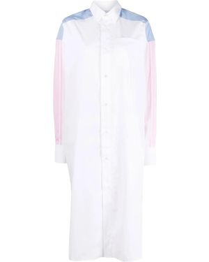 Maison Kitsuné Colour-Block Cotton Shirt Dress - White