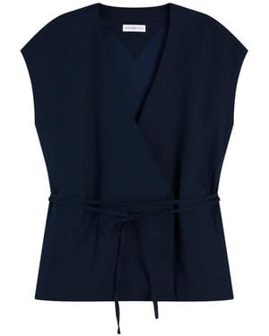 Tommy Hilfiger Wrap-Style Belted Waistcoat - Blue