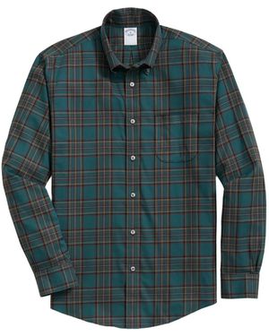 Brooks Brothers Button-Fastening Plaid-Patterned Shirt - Green