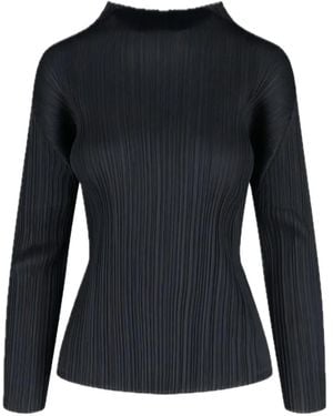 Pleats Please Issey Miyake Plissiertes Oberteil - Schwarz