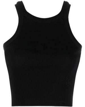Closed Ribbed-Knit Tank Top - Black