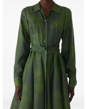 Jason Wu Smudged Canvas Belted Twill Dress - Green