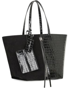 John Richmond Croc-Effect Panelled Tote Bag - Black