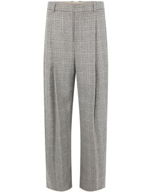 Vince Plaid-Check Trousers - Grey