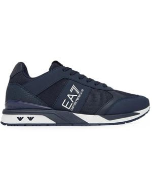 EA7 Logo-Print Paneled Sneakers - Blue