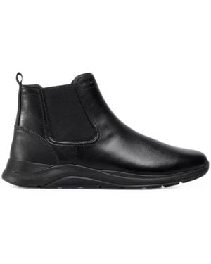 Geox Elasticated-Panel Leather Boots - Black