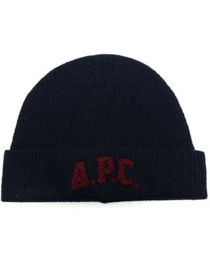 A.P.C. Mütze Mit Logo-Stickerei - Blau