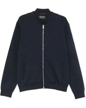 Marc O' Polo Ribbed-Trim Zip-Up Sweatshirt - Blue