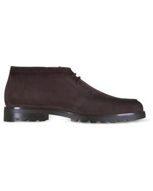 Santoni Suede Lace-Up Boots - Brown