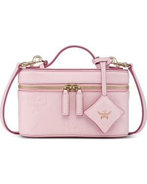 MCM Aren Maxi Monogram Leather Vanity Case - Pink