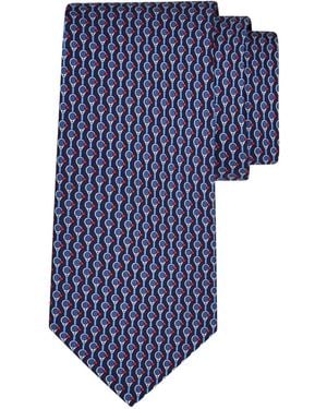 Ferragamo Cravate En Soie À Imprimé Graphique - Blue