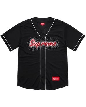 Supreme Rhinestone-Embellished Baseball Shirt - Black