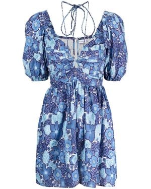 Faithfull the Brand Odelia Floral-Print Linen Dress - Blue