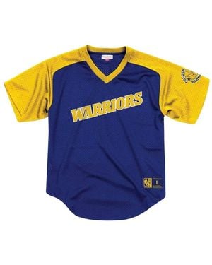 Mitchell & Ness Nba "Golden State Warriors" Mesh V-Neck T-Shirt - Blue