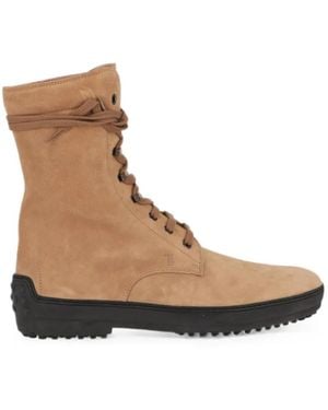 Tod's Lace-Up Suede Boots - Brown