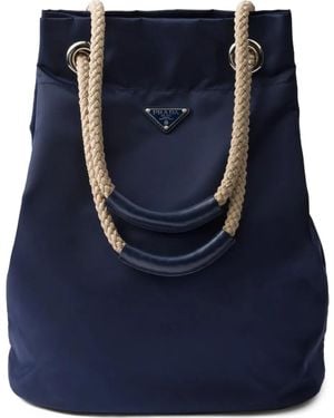 Prada Sac Cabas Re-Nylon À Lien De Resserrage - Bleu